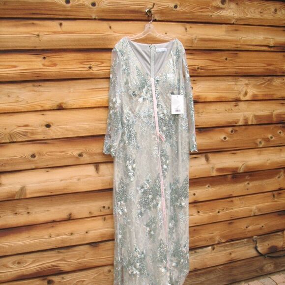 Mac Duggal 67539 Womens Embellished V Neck Long Sleeve Gown - Picture 6 of 14